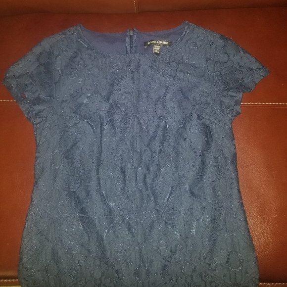 Banana Republic Factory Lined Short Sleeve Lace Dress W/Back Zip EUC! - Picture 2 of 5